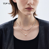 碎银子珍珠叠戴项链配饰女2026新款 轻奢小众高级感颈链双层锁骨链