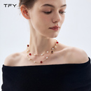 红色复古双层颈链 爆款 红玛瑙天然淡水真珍珠项链女长款 2025新款