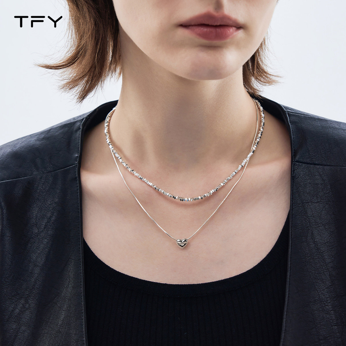 tfy铜锁骨链女新款新潮项链