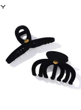 黑色丝绒八字抓夹南瓜发夹女后脑勺2026新款高级感气质大号鲨鱼夹