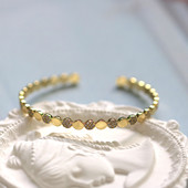 碎锆间隔圆片手镯 18k镀金 复刻版 开口镯不限尺寸 小器饰品