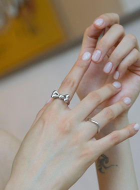 【小器饰品】18k镀白金浮夸戒指套组线条戒／蝴蝶结戒不限尺寸