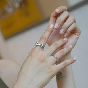 【小器饰品】18k镀白金浮夸戒指套组线条戒／蝴蝶结戒不限尺寸