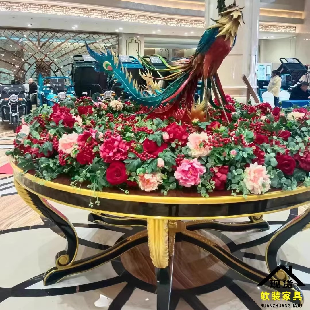 酒店花台大堂大厅大圆桌展示大堂风水台入户摆台走廊装饰端景台