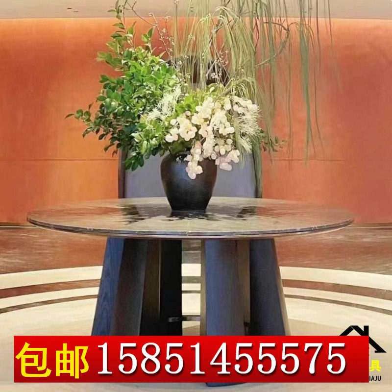 酒店大堂花台宾馆走廊大圆桌办公风水台端景台会所售楼处摆台花桌