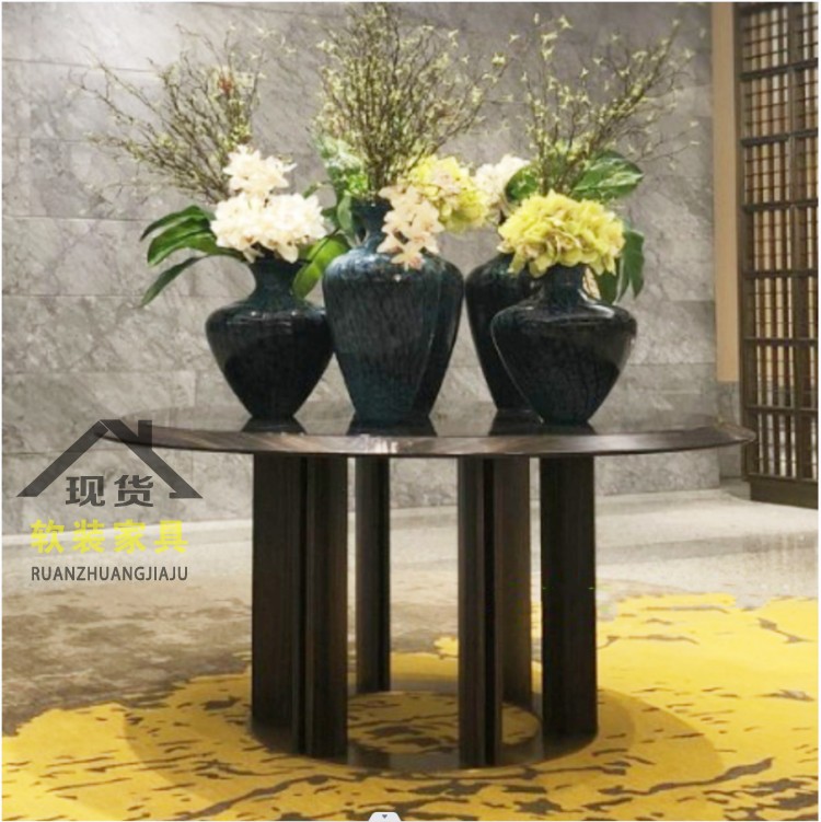 酒店大堂花台入户大圆桌艺术风水台端景台售楼处大厅展示台摆台