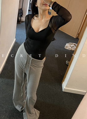 SECRET DINDI 智感 灰色休闲裤女春季复古垂感百搭简约气质长裤