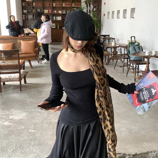 慵懒松弛感打底衫 大方领气质针织堆堆袖 上衣女 2023秋冬新款 DINDI