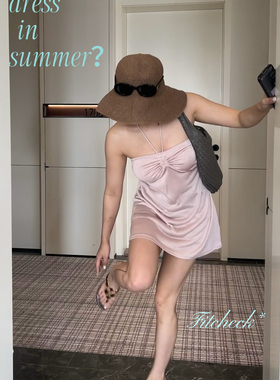 SECRET DINDI 小清凉 银丝挂脖褶皱设计A字上衣女夏复古外穿吊带