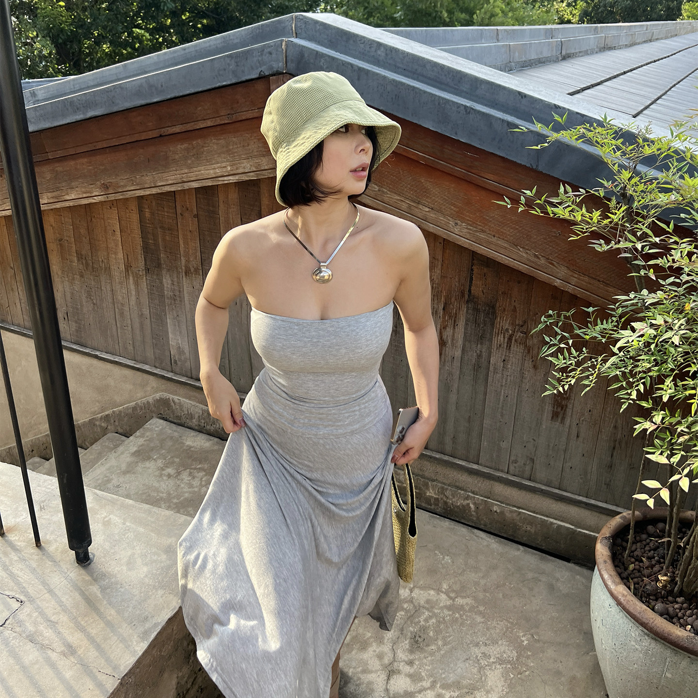 SECRET DINDI 简约风 灰色带胸垫抹胸女夏季复古修身显瘦气质上衣,女装/女士精品,抹胸,淘宝优惠券,粉丝福利购,淘宝优惠卷