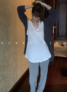 SECRET DINDI 慵懒灰调 灰色休闲裤女秋季复古高腰显瘦拖地长裤