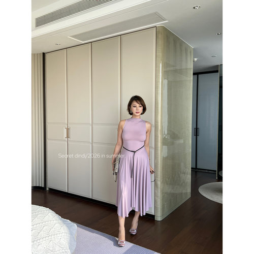 SECRET DINDI 清补凉 夏季凉感垂顺高弹力无袖连衣裙休闲A字裙