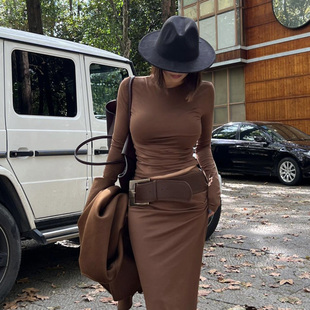 上衣半身裙辣妹套装 美拉德层次感两件叠穿开衫 2023秋冬新款 DINDI