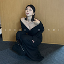 交错慵懒连衣裙女春季 淡颜裙 复古高腰显瘦气质长裙 DINDI SECRET