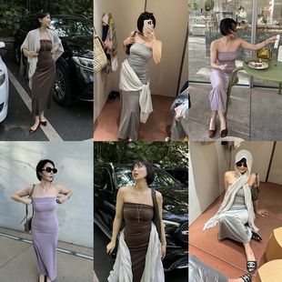 质感丝绒抹胸连衣裙女夏高腰显瘦长款 复古轮回 裙子 DINDI SECRET