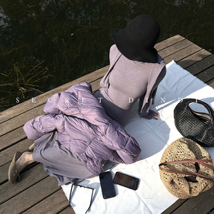 自发热 口碑款 北欧暖绒灰紫高领高腰连衣长裙女冬 DINDI SECRET