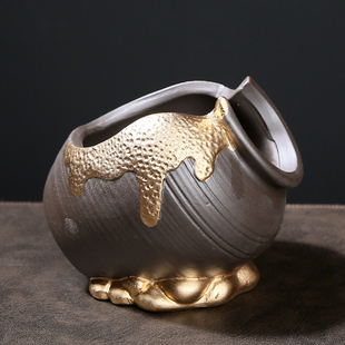 多肉花盆陶瓷创意老庄悬崖六月雪文竹盆景紫砂透气粗陶切口盆栽盆