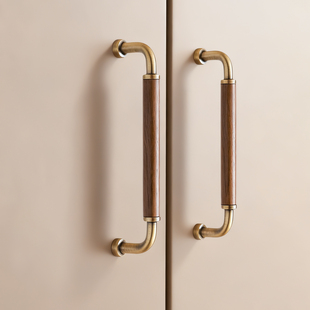 中古风拉手原木风家具柜子复古橱柜衣柜抽屉胡桃木高级感门把手