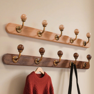 实木挂衣钩进门玄关挂衣架试衣间墙上壁挂入户门衣帽衣服书包挂钩