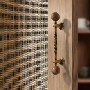 复古胡桃木古铜色拉手中古风古铜色橱柜门抽屉把手衣柜门长拉手