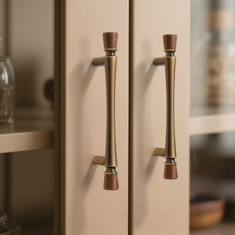 法式轻奢实木拉手复古中古风橱柜门衣柜家具新中式银色抽屉小拉手