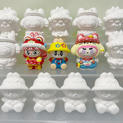 小号拉布布石膏娃娃白胚填色玩具