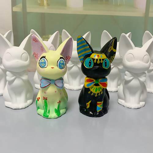 小号吉吉猫香薰石膏娃娃涂色白胚画画儿童手工创意彩绘涂鸦玩具