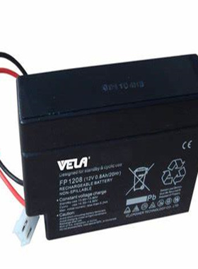 VELA蓄电池FP1208 12V0.8AH/20HR精密仪器医疗设备免维护电池