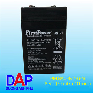 FirstPower蓄电池FP645 6V4.5AH/20HR电子称 仪器仪表电池