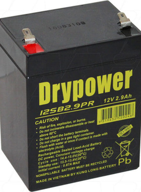 Drypower蓄电池 12SB29PR 12V2.9AH免维护可充电铅酸电池