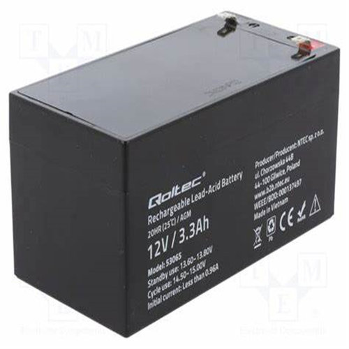 Qoltec蓄电池 53056 12V3.3AH 免维护可充电电池