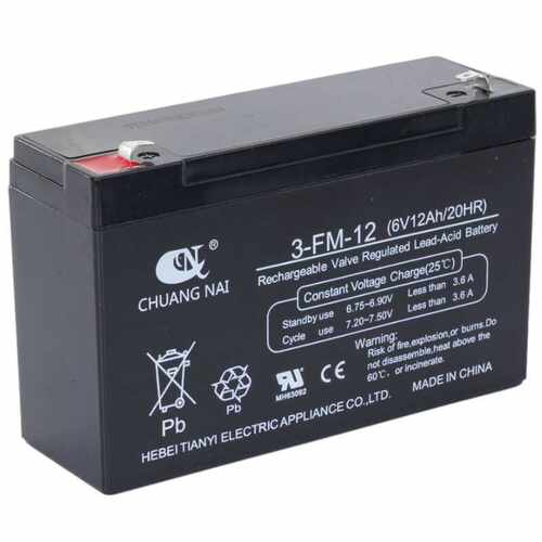 CHUANG NAI电池创耐3-FM-12 6V12AH/20HR电子秤儿童玩具车电池
