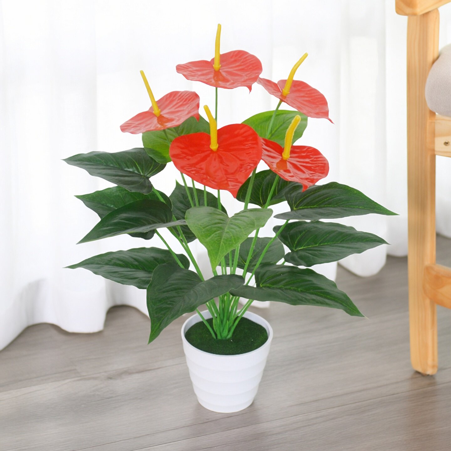 仿真绿植红掌假花草塑料花客厅室内装饰绿色植物落地盆栽景摆设件