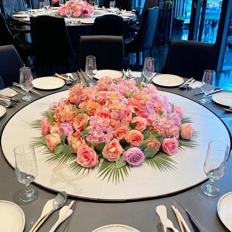 高端酒店摆花仿真花包厢大圆桌中间摆件餐桌花圆形转盘假花装饰花,家居饰品,餐桌花艺,淘宝优惠券,粉丝福利购,淘宝优惠卷