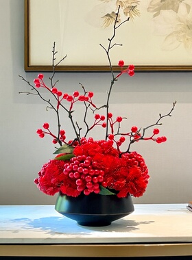 高端轻奢中式仿真花艺摆件酒店餐厅客厅餐桌花假花高级仿生花摆设