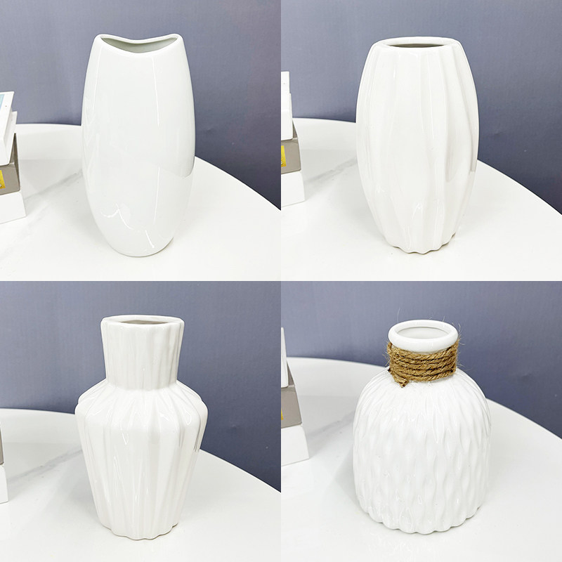 简约白色陶瓷花瓶插花北欧现代创意家居客厅餐桌干花插花装饰摆件,鲜花速递/花卉仿真/绿植园艺,仿真花,淘宝优惠券,粉丝福利购,淘宝优惠卷