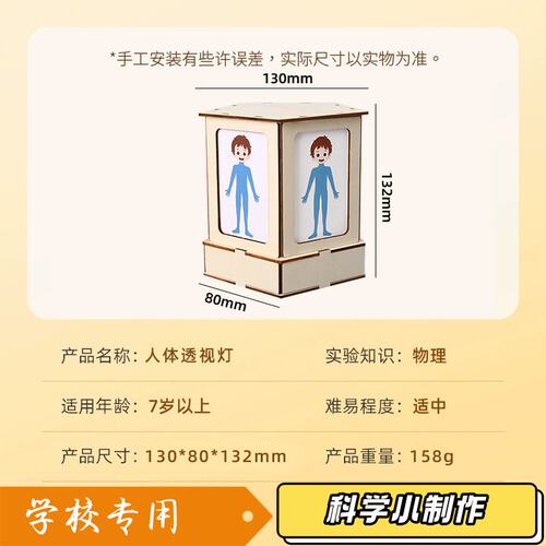 人体结构观察灯科技小制作认识人体器官科学实验stem儿童手工JK19