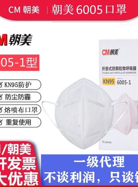 朝美KN95口罩6005折叠成人口罩一次性工业防尘防雾霾打磨防飞沫