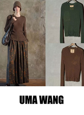 UMA WANG 25早春桑蚕丝做旧流苏长袖针织衫 UK7164 | oneonebuyer