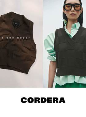 【年中折扣】授权现货 Cordera 25SS格子纹理羊绒针织背心252016