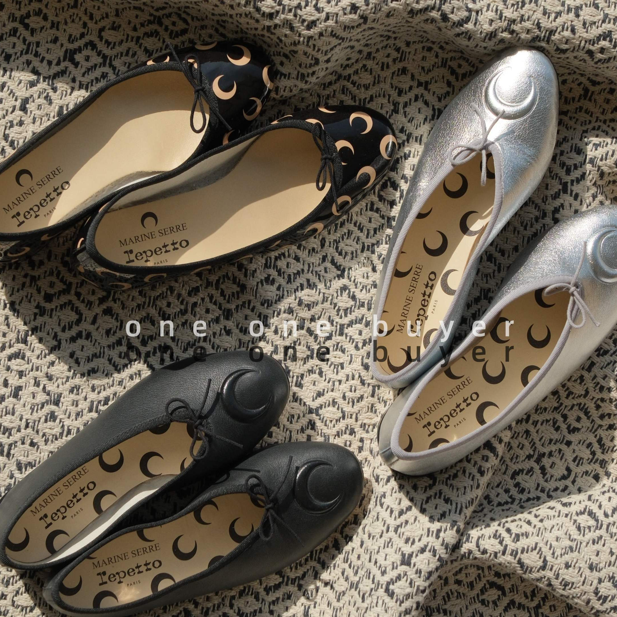 MarineSerre新月图案芭蕾平底鞋