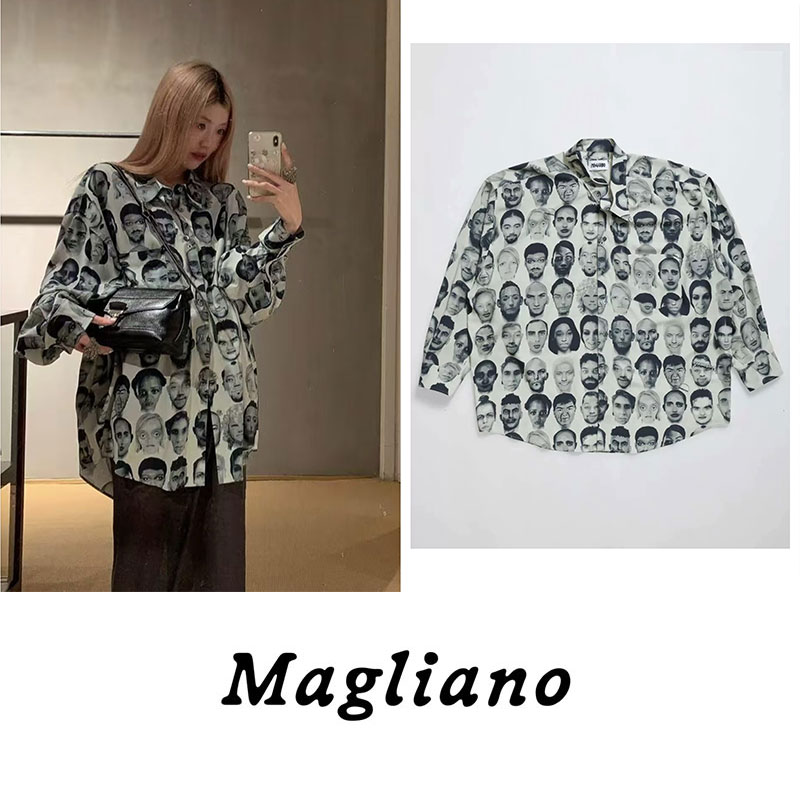 Magliano 25年新款人脸群像印花长袖衬衫 | oneonebuyer