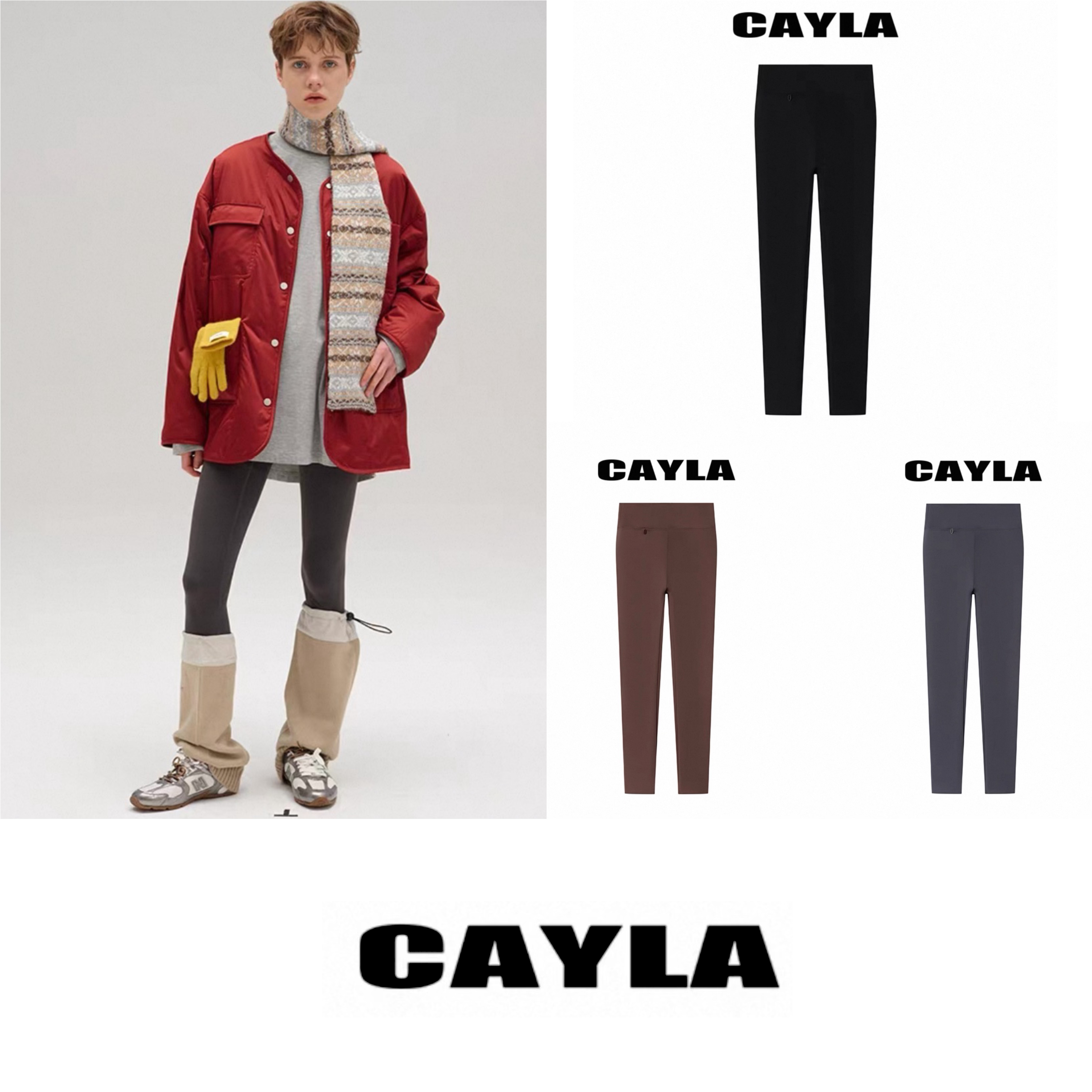 CAYLA 25秋冬 高腰加绒紧身显瘦瑜伽裤鲨鱼裤打底裤 25AW090