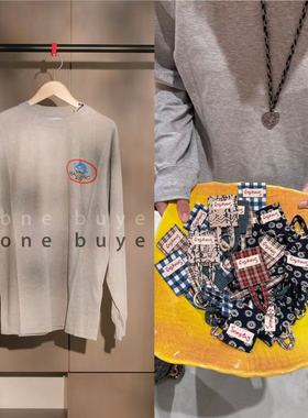 现货 Magliano 25秋冬 灰色logo海豚图案不规则长袖T恤卫衣