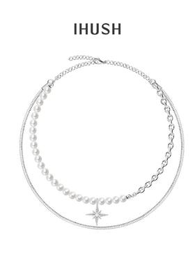 ihush/俏物悄语星语星愿多戴八芒星拼接项链情侣原创情人节礼物