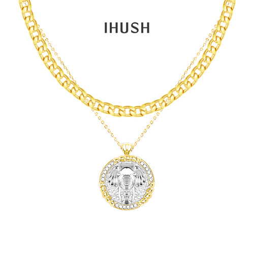 俏物项链ihush大象古币叠戴