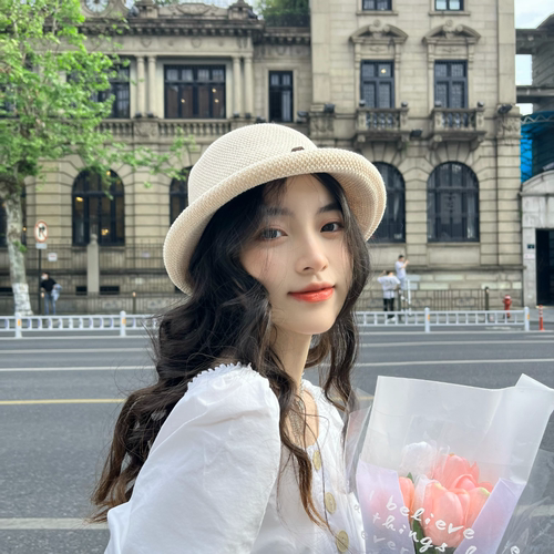 春夏透气棉针织薄款渔夫帽小清新盆帽文艺遮阳帽百搭防晒太阳帽 - 封面
