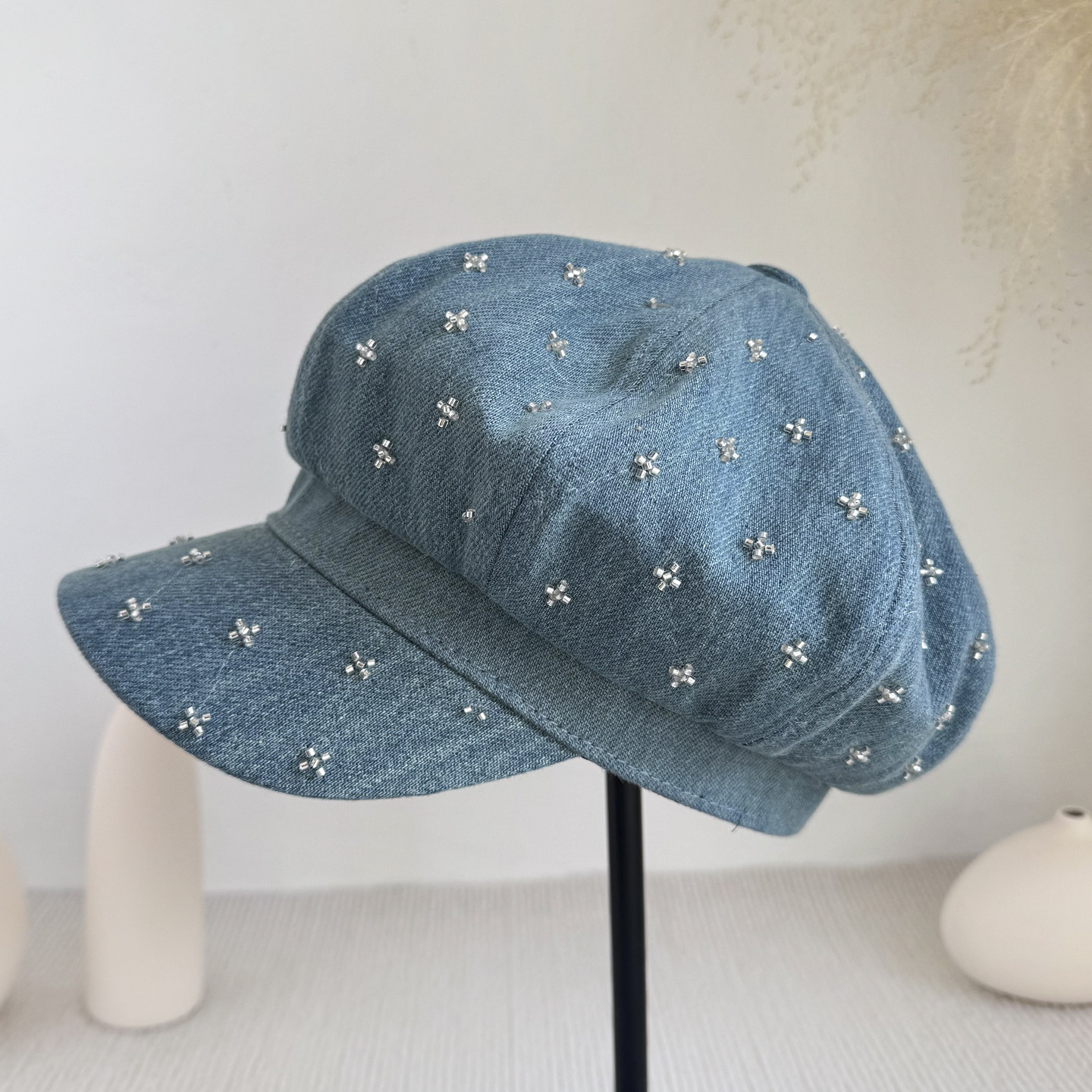 2026春夏新款复古手工装饰八角帽女文艺报童帽显脸小韩版画家帽潮