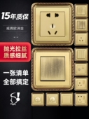 阿尔诺威腾欧洲金暗装 全铜覆古开关面板一开五孔插座酒店别墅家装