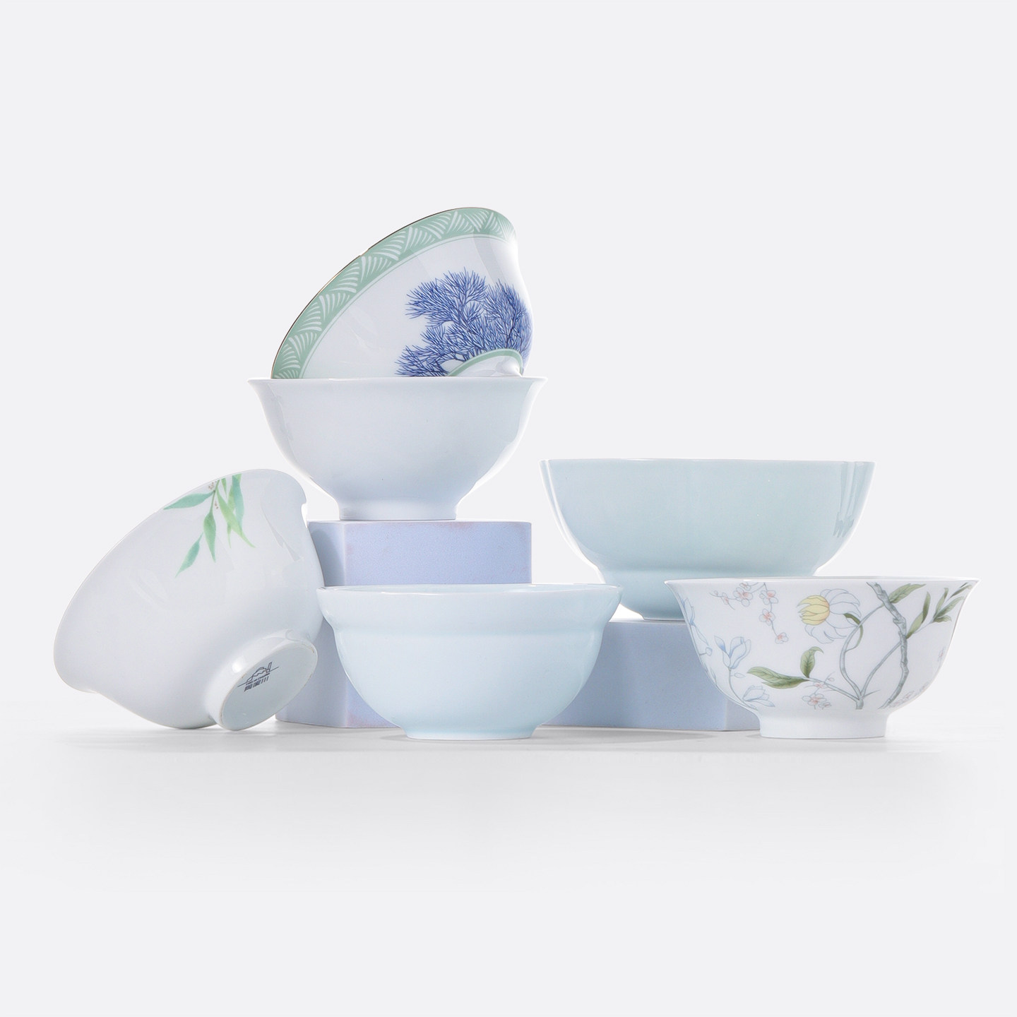 陶溪川景德镇陶瓷高温白瓷青花饭碗4祇装家用餐具套组高端乔迁礼